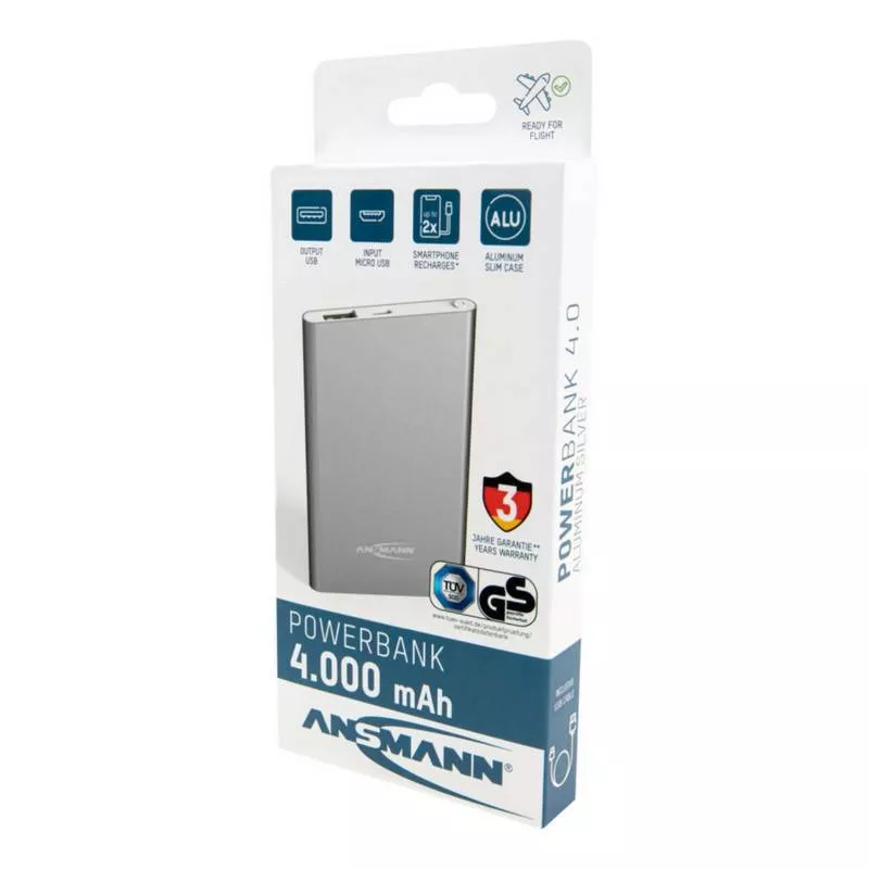 Powerbank 4000mAH Plata 5V Ansmann