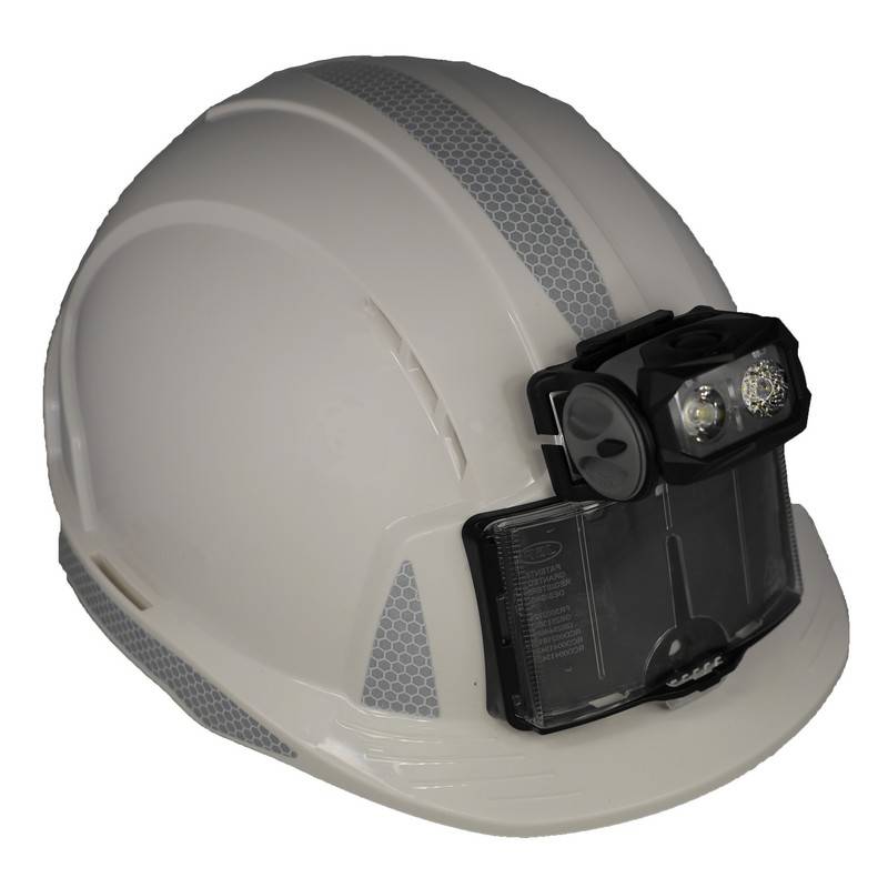 Farol LED BXR3.0 Lagolight no capacete de construção
