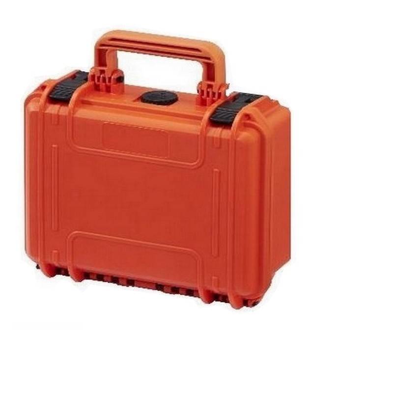Orangefarbener Kunststoffkoffer für Prolutech-Lampen und -Zubehör