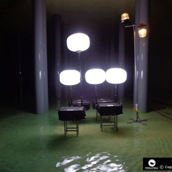 Eclairage intervention des services des eaux pour maintenance avec le ballon éclairant Airstar LED 60w TBT 48v